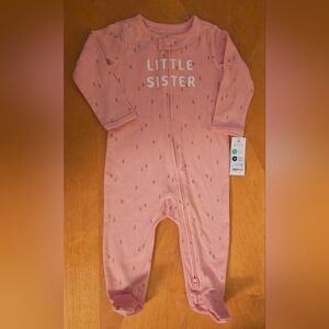 NWT Carters Baby Girls Little Sister Double Zip Sleeper Size 9 Months